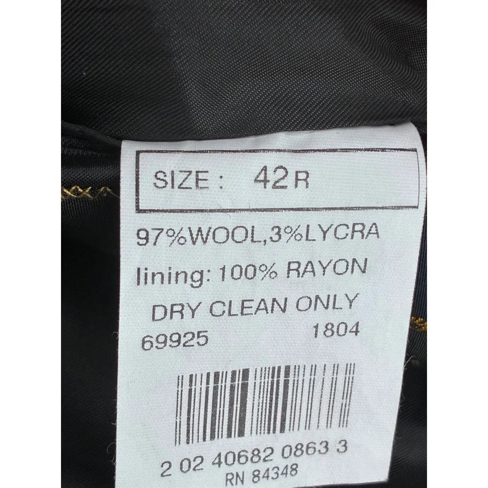 Brooks Brothers Brooksease Grey Glen Plaid Wool Blazer 42R Black Overcheck Coat